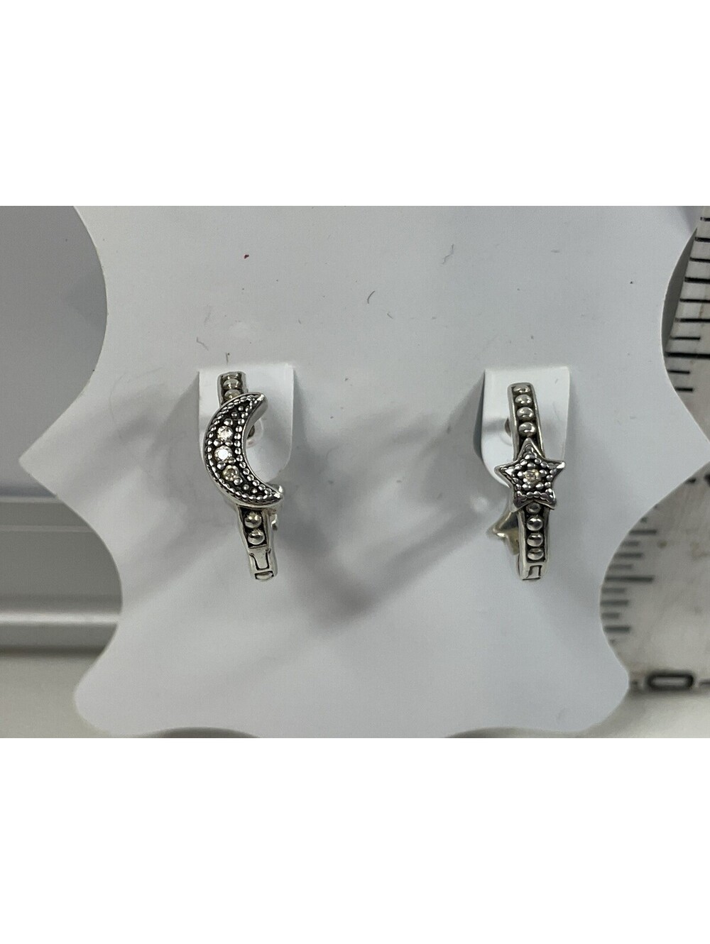 Pandora Crescent Moon And Stars Beaded Hoop Earrings Retired